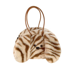 Faux Fur Women's Tote Bag Soft Plush Shoulder Handbag Warm Purses Handbag