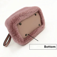 Faux Mink Fur Plush Ladies Shoulder Bucket Bags Crossbody Bag