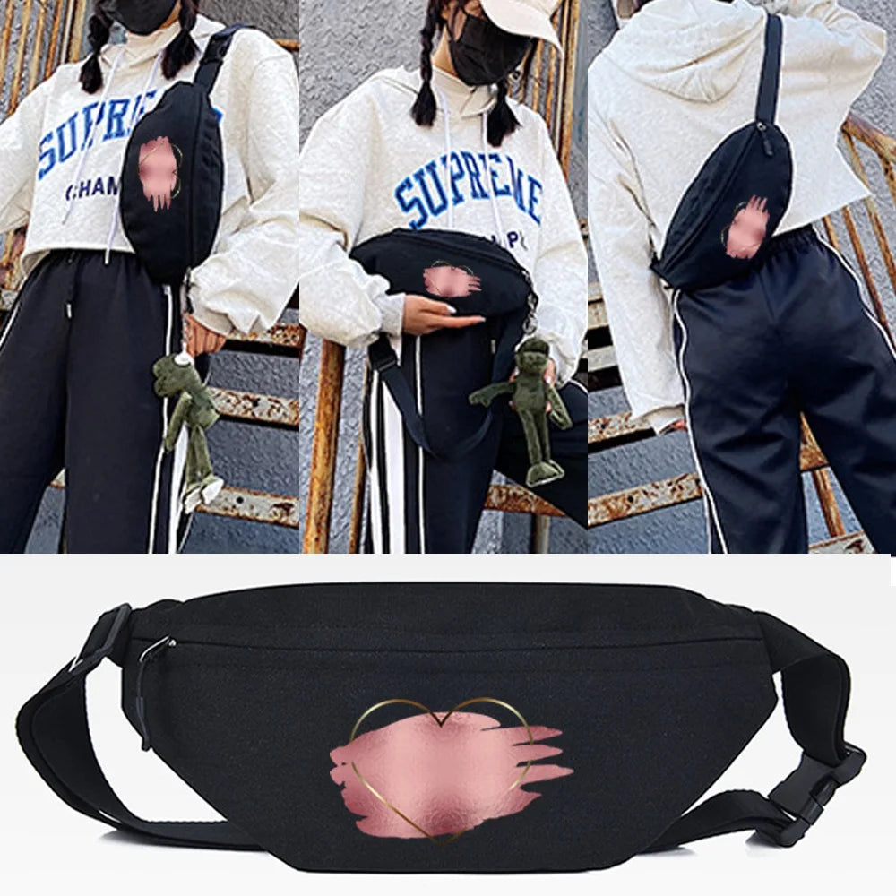 Feather Love Printing Waist Bag Men and Women Universal Chest Pack