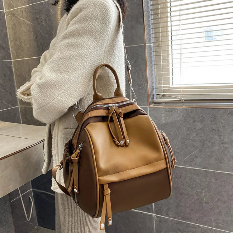 Female Backpack Multifunction PU Leather School Shoulder Bag Travel Bag E602
