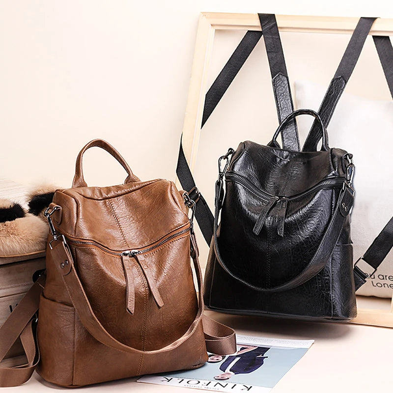 Women's Leather Travel Backpack