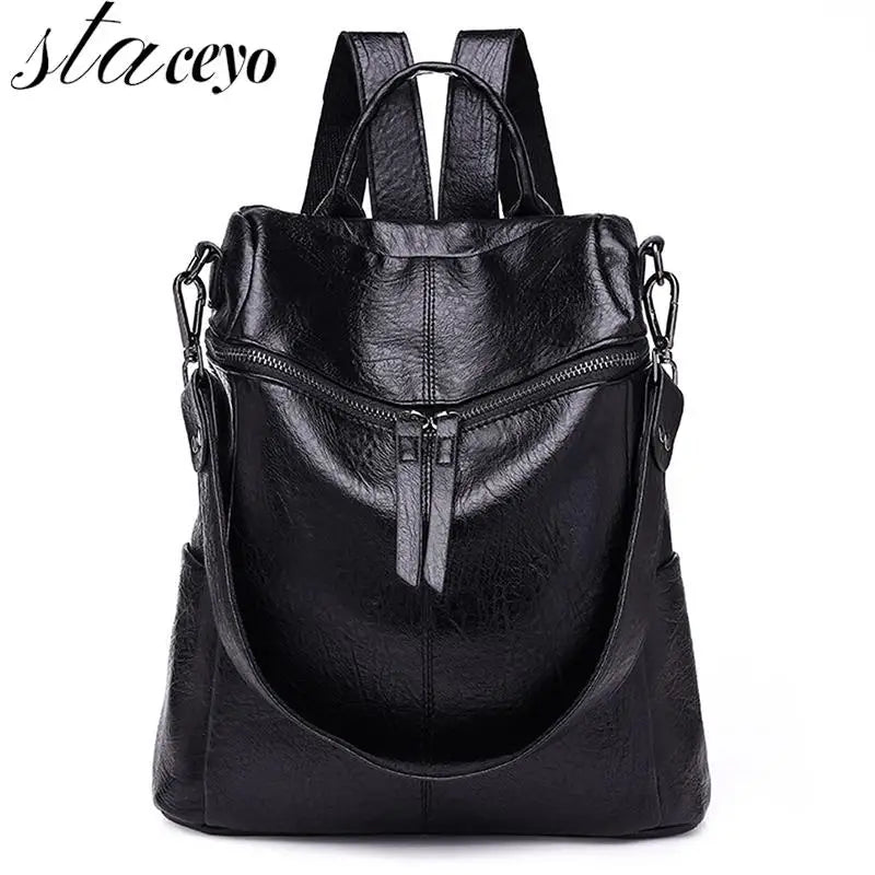 Women's Leather Travel Backpack Wild Travel Bag
