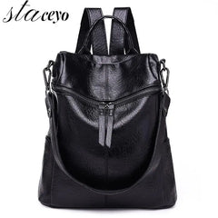 Women's Leather Travel Backpack Wild Travel Bag