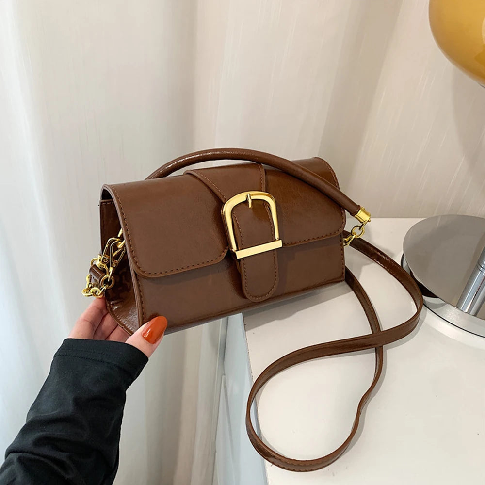 Women's Pu Leather Shoulder Bag Crossbody Metal Decoration