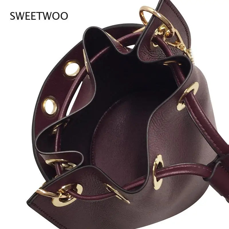 Women's Mini Bucket Bag with Chain Strap
