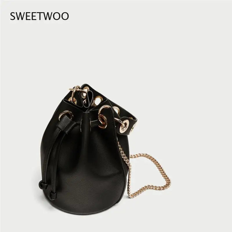 Women's Mini Bucket Bag with Chain Strap
