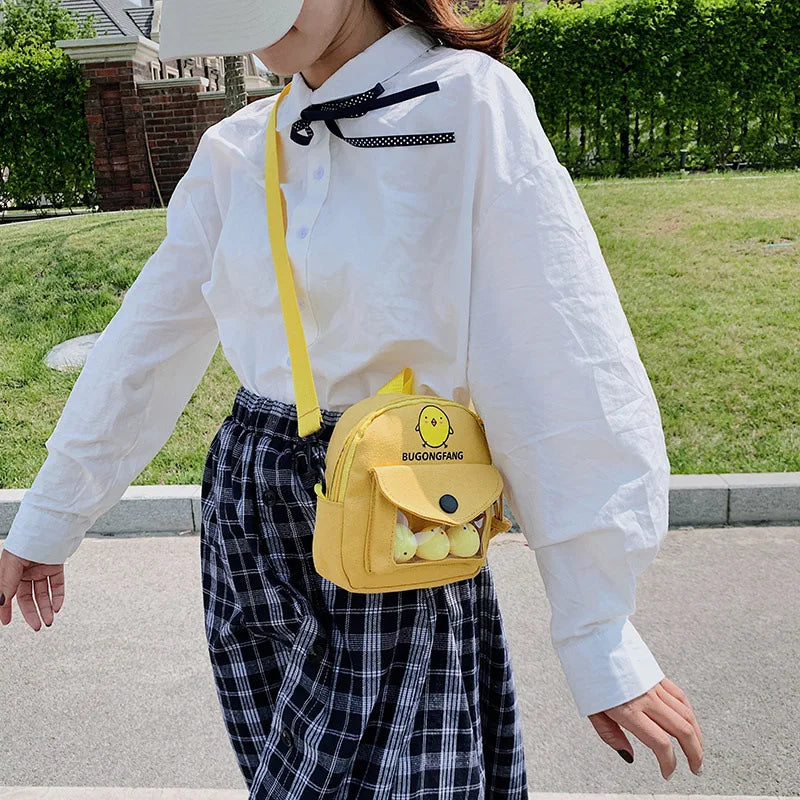 Chicken Cartoon Messenger Bag for Women Girls Student Shoulder Crossbody