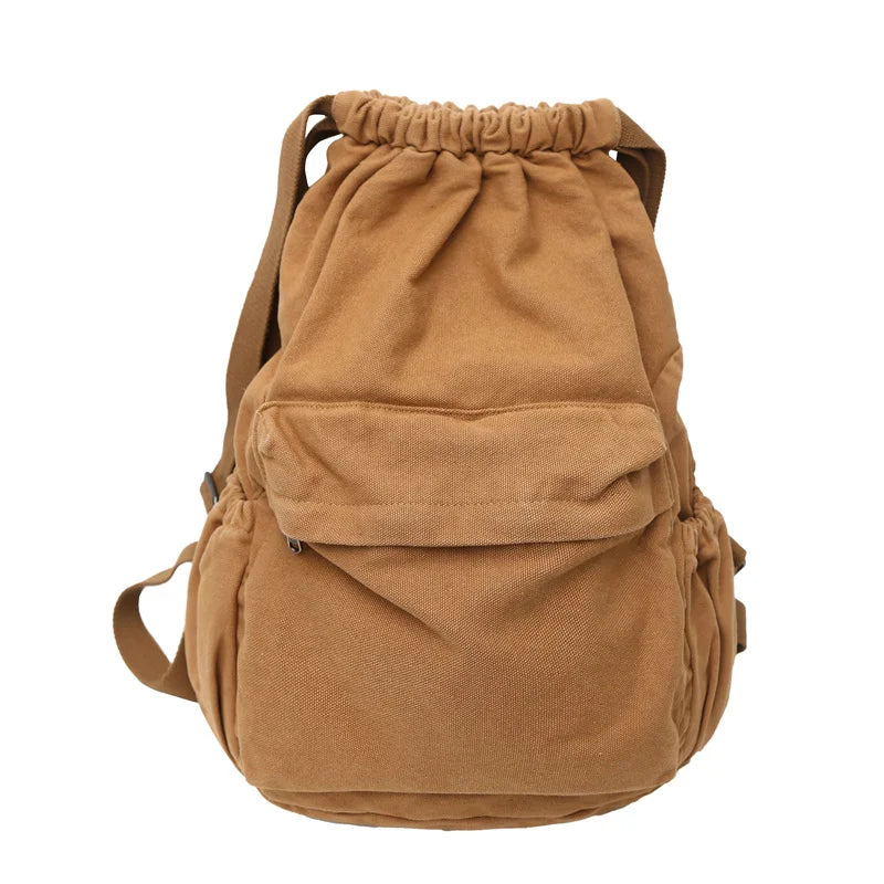 Women Canvas Drawstring College Backpack Laptop Book Bag Girl Travel School Bags