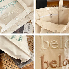Embroidered Canvas Shoulder Bag Women
