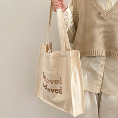 Embroidered Canvas Shoulder Bag Women