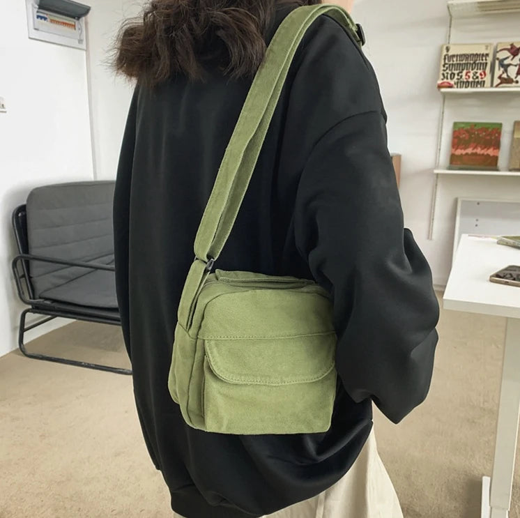 Small Canvas Phone Sling Bag Y2K Grunge Style