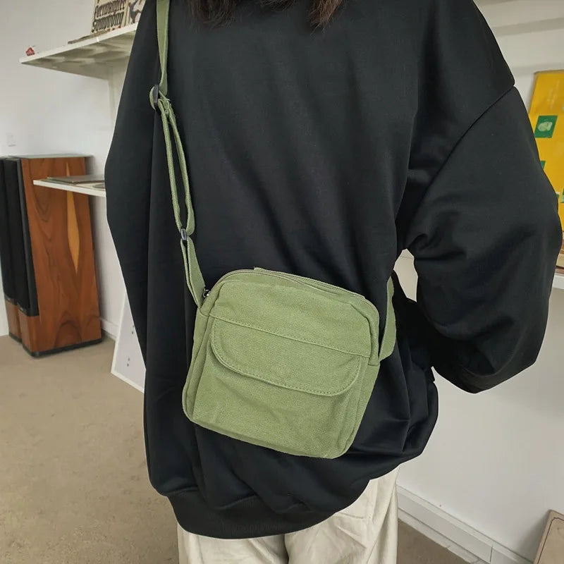 Small Canvas Phone Sling Bag Y2K Grunge Style