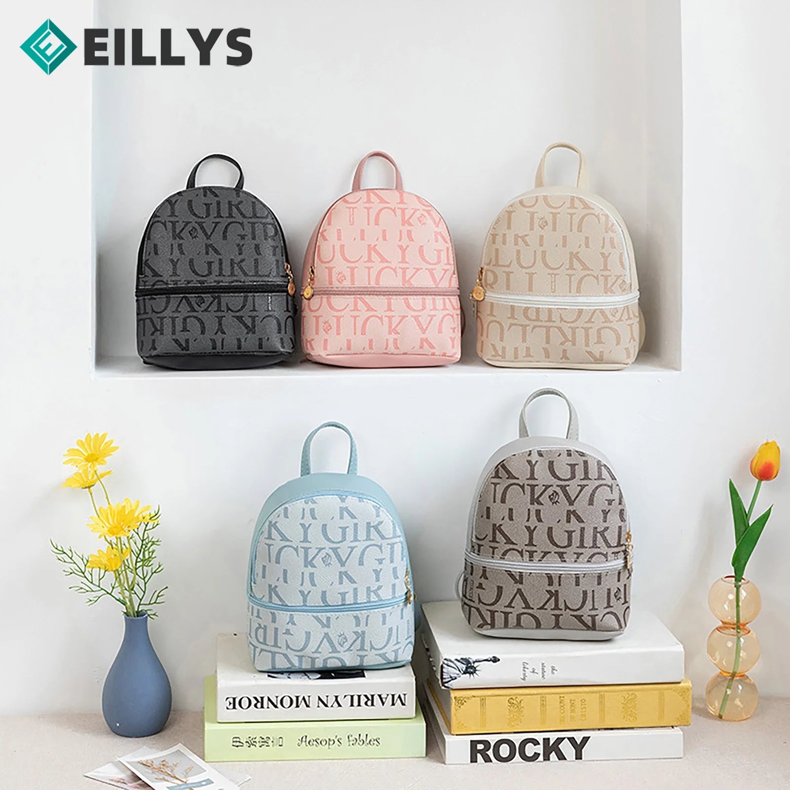Female Small Backpack Mini Backpacks Teen Girl Schoolbag Solid PU Leather Mini C
