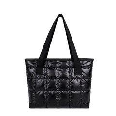 Large Silver Shoulder Bag for Women's Winter Tote with Zipper