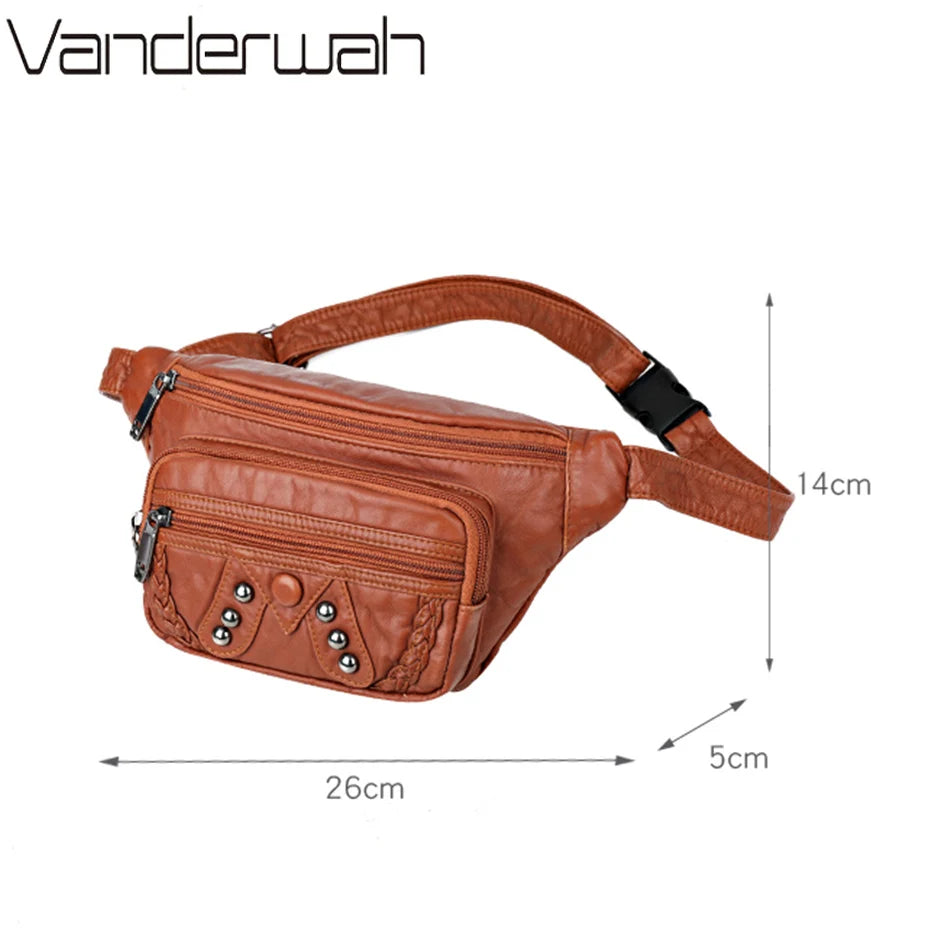 Women's Fanny Pack Banana Hip Purse Handbag Waist Bag PU Leather
