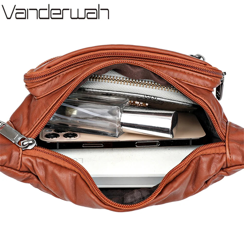 Women's Fanny Pack Banana Hip Purse Handbag Waist Bag PU Leather