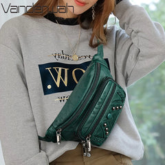Women's Fanny Pack Banana Hip Purse Handbag Waist Bag PU Leather