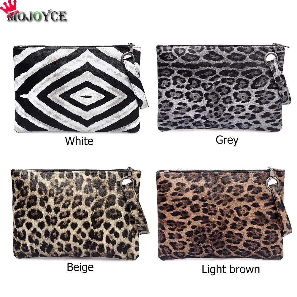 Female Snake Print Wristlet Clutch PU Leather Handbag