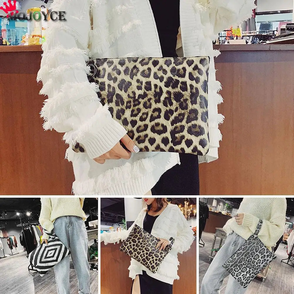 Female Snake Print Wristlet Clutch PU Leather Handbag