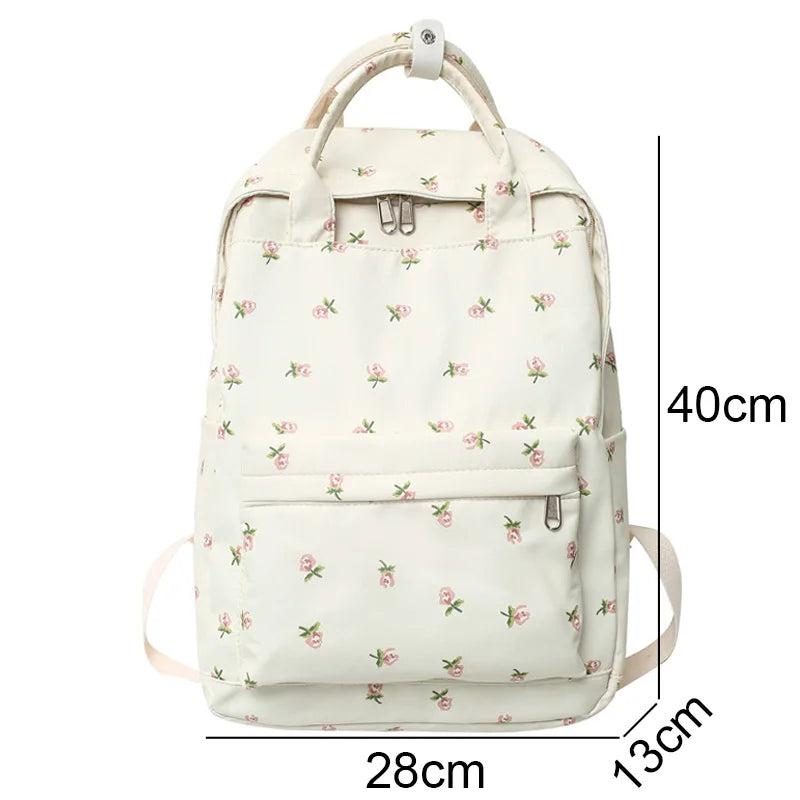 Floral Laptop Student Bag Travel Backpack