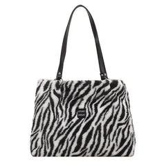 Female Handbag Soft Warm Winter Ladies Cow Pattern Handbags