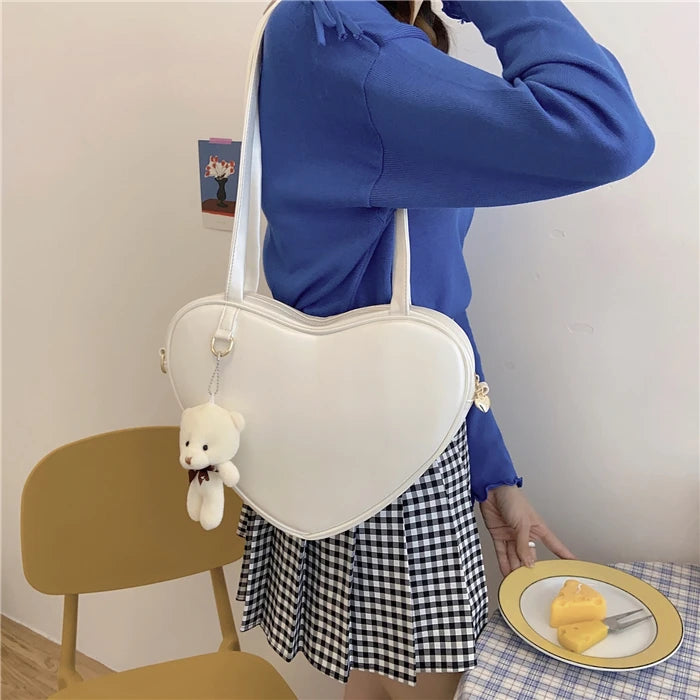 Heart Shaped Handbag Crossbody Bag with Pendant