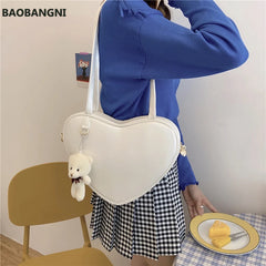 Heart Shaped Handbag Crossbody Bag with Pendant