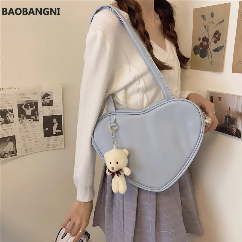Heart Shaped Handbag Crossbody Bag with Pendant