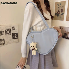Heart Shaped Handbag Crossbody Bag with Pendant