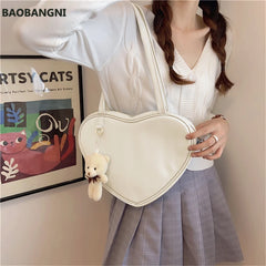 Heart Shaped Handbag Crossbody Bag with Pendant