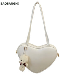 Heart Shaped Handbag Crossbody Bag with Pendant