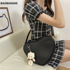 Heart Shaped Handbag Crossbody Bag with Pendant