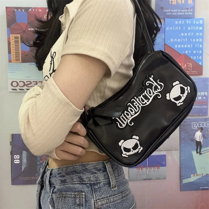 Punk Letter Armpit Cosmetic Bag Skull Shoulder Crossbody Bag