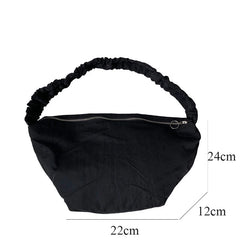 Women's Nylon Pleated Shoulder Bag with Zipper
