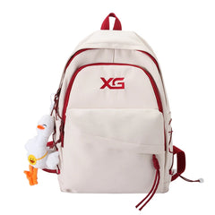 Girls Nylon Travel Backpack, Preppy Letters Embroidery Schoolbag