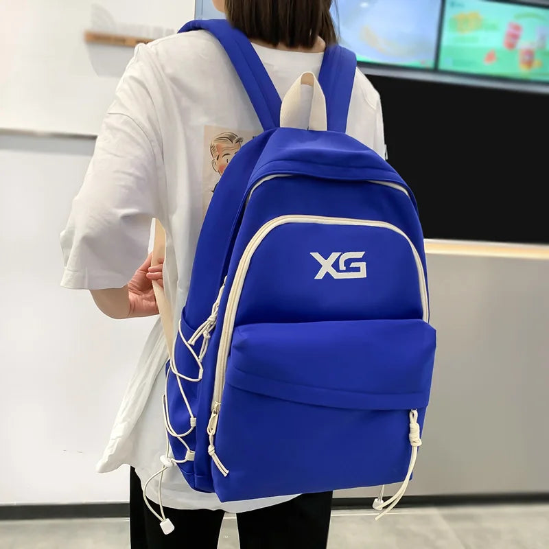 Girls Nylon Travel Backpack, Preppy Letters Embroidery Schoolbag