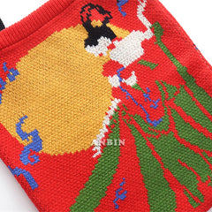Knitting Shoulder Bags Women Casual Chinese Style Crochet Woolen Shopper Top-han