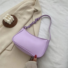 Casual Women Leather Chain Handbag Solid Totes Shoulder Bags