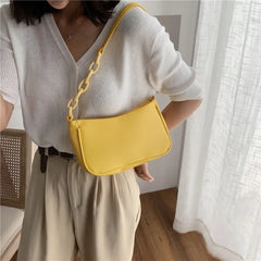 Casual Women Leather Chain Handbag Solid Totes Shoulder Bags