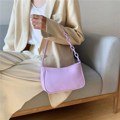 Casual Women Leather Chain Handbag Solid Totes Shoulder Bags