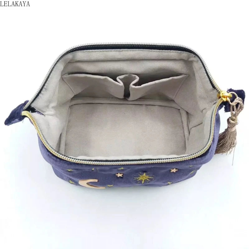 Anime Printed Velvet Star Moon Tassel Cosmetic Storage Bag