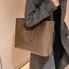 Women's Soft Leather Tote Bag Shoulder Bag Large Capacity Shopping Bag