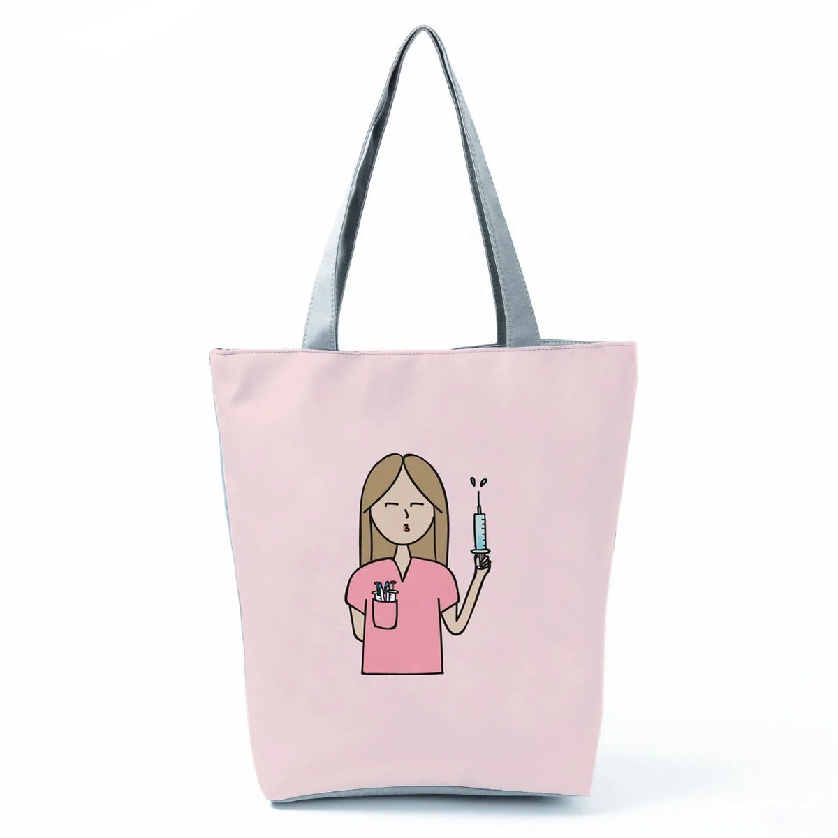 Female Nurse Printed Women Shopping Bag High Capacity Beach Eco Reusable S...