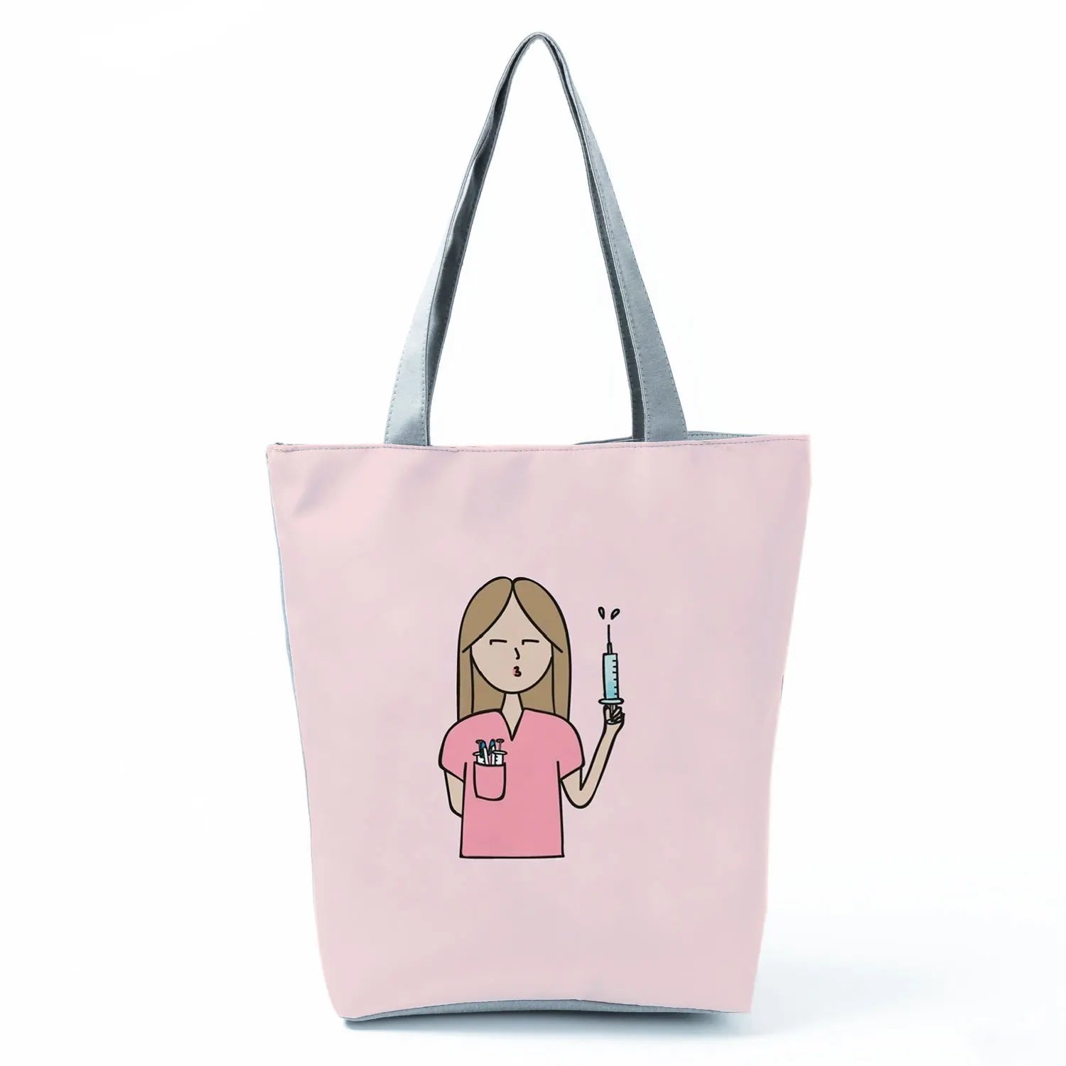 Nurse Printed Shopping Bag Large Capacity Eco Reusable