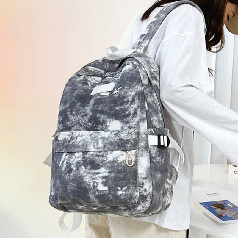 Female Nylon Backpack Tie Dye Women Shoulder Bag School Bag for Teenage Girl