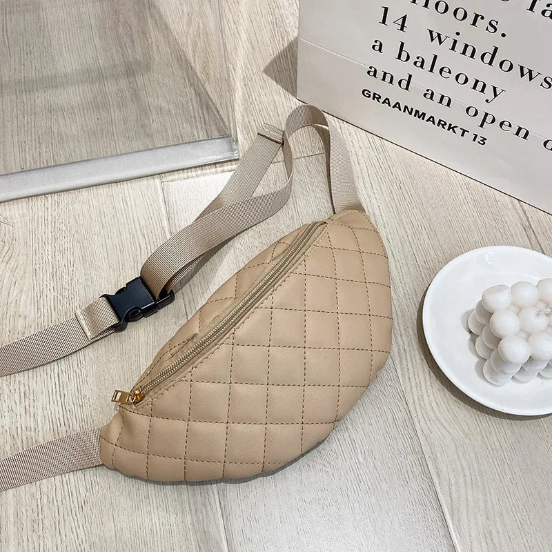 Women Plaid Waist Bag Shoulder Crossbody Chest Bag Lady Fanny Pack