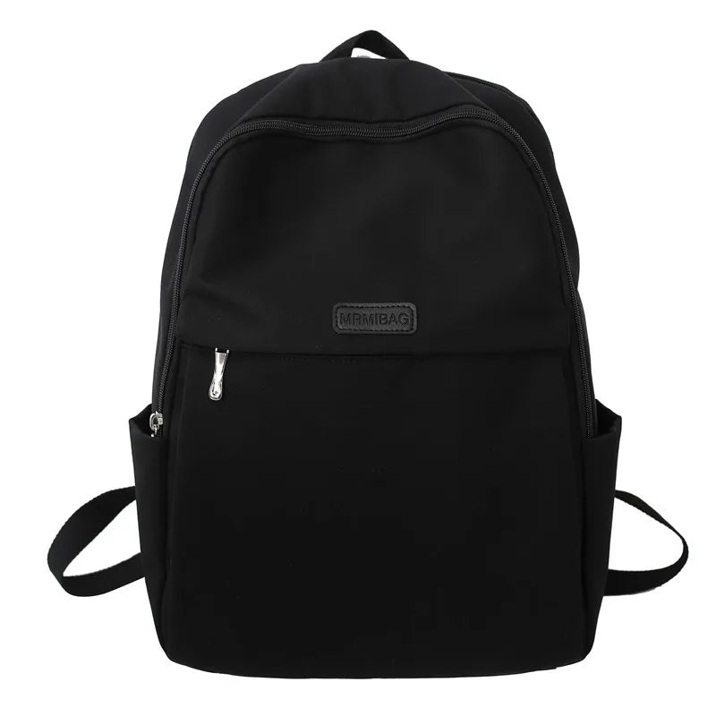 Female Nylon Laptop Backpack Shoulder Bag Preppy Style Solid Girls Bookbag