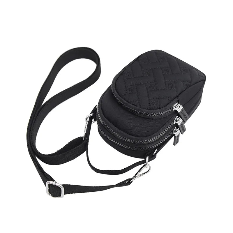 Women's Plaid Waist Pack Nylon Phone Pouch Travel Bag