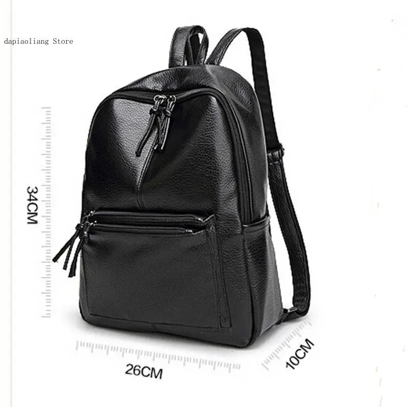 Female Rucksack Leisure Student School Bag Soft Pu Leather Famale Bag High Trave
