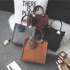 Women's Crossbody Handbag Travel Shoulder Bag with Hairball